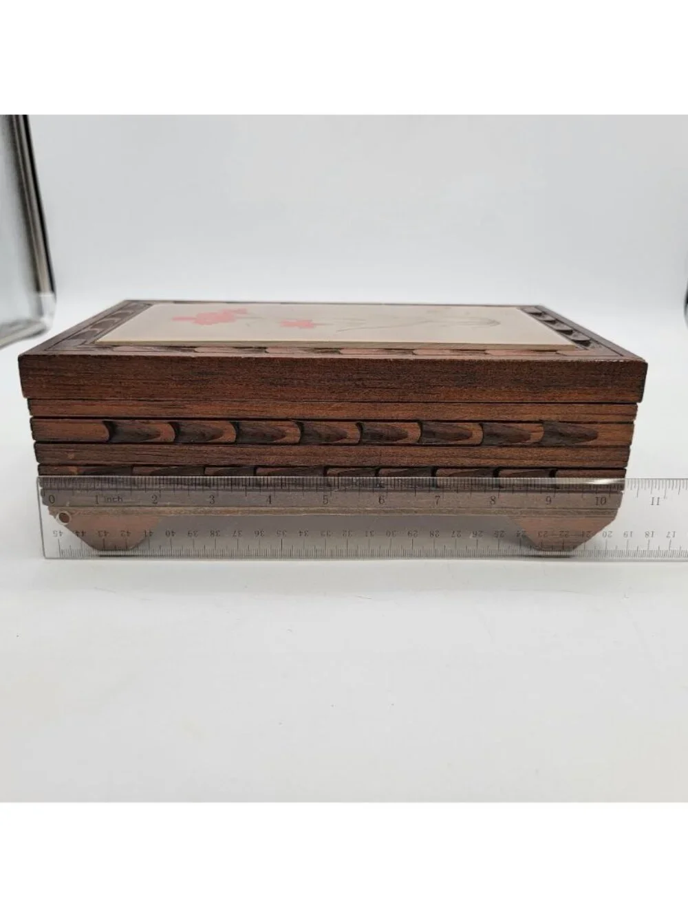 Vintage Italian Tile Inlay Wooden Jewelry Box
